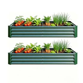 2PCS Green 6Ã—3Ã—1ft Metal Raised Rectangle Garden Planter Beds