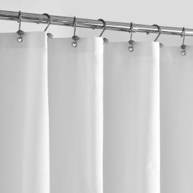 White Waterproof Fabric Shower Curtain Liner 72 X 72 Inch Durable Bathroom Shower Curtain With Easy-Hang Design