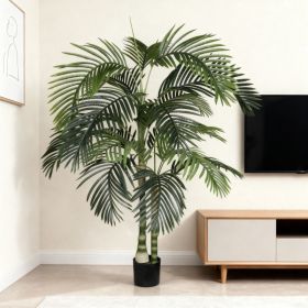 6FT Artificial Palm Tree with Black Plastic Pot, Tropical Fake Plant for Indoor Outdoor Decoration, Faux Palm, 1pc/set