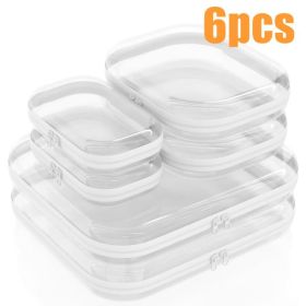 Set Of 6 Clear, Rigid Storage Bags With Double Zippers Includes 3 Different Sizes. Suitable For Toy Storage, Hard Plastic Pencil Cases, Hard Plastic C