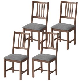 Set of 4 Dining Chairs, Upholstered Dining Room Chairs with Rubberwood Legs for Kitchen, Farmhouse Walnut