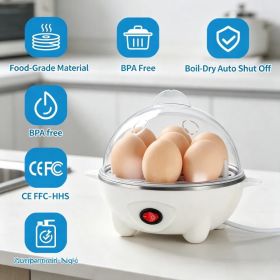Electric Egg Cooker, 7Egg Capacity MultiFunction Egg Boiler with Auto ShutOff, Measuring Cup & Egg Piercer Included for Soft Hard Boiled Eggs, Steamin