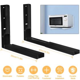 L-Shaped Microwave Wall Mount Shelf, Rust Resistant Carbon Steel Bracket With 35KG Weight Capacity, Easy Installation Adjustable Floating Holder For H