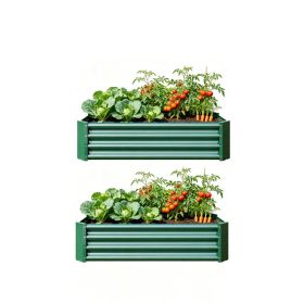 2PCS Green 4Ã—2Ã—1ft Metal Raised Garden Bed, Rectangle Raised Planter for Flowers Plants, Vegetables Herb