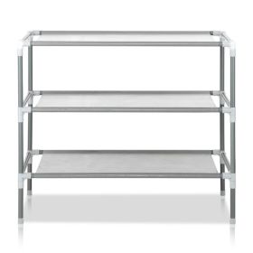 Simple Assembly 3 Tiers Non-woven Fabric Shoe Rack Gray