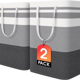 2 Pack Large Laundry Baskets, Waterproof, Freestanding Laundry Hampers, Collapsible Clothes Hamper With Reinforced Handles In Laundry Room