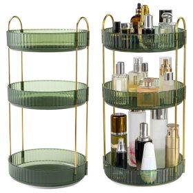 3 Tier Rotating Makeup Organizer 360Â° Spinning Perfume Cosmetic Storage Tray 55LBS Load Countertop Shelves For Lotion Lipstick (Option: Green)