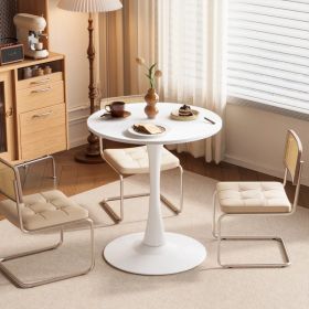 Round Tulip Dining Table, 27.6 Inch Circular Kitchen Table for 2 People, Melamine Laminated MDF Tabletop with Metal Pedestal Base, Easy Assembly Break (Option: default title)