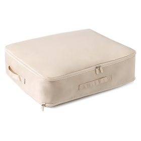 1Pc Foldable Storage Bag For Comforter Quilt Blanket Clothes Season Changing Organization Pillows Beddings With Dual Zippers (Option: Apricot-M)