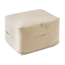 1Pc Foldable Storage Bag For Comforter Quilt Blanket Clothes Season Changing Organization Pillows Beddings With Dual Zippers (Option: Apricot-L)