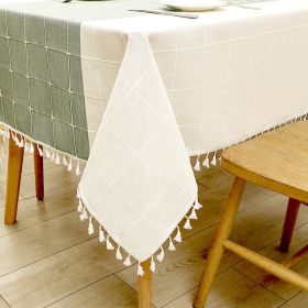 Cotton Linen Tablecloth Farmhouse Decor Waterproof Table Cover For Dining Room Table Daily Dinner (Option: 55x55inches)