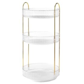 1 Set  3 Tier Rotating Makeup Organizer 360 Degree Spinning Perfume Cosmetic Storage Tray 55LBS Load Countertop Shelves For Lotion Lipstick (Option: White-1Pc)