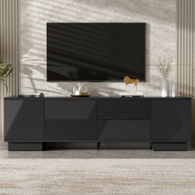 VIBE HAUS 70.8 Modern TV Stand For TVs Up To 75 Inches, Entertainment Center With Storage Cabinets, 4 Drawers And A Metal Center Leg, Minimalist Moder (Option: Black)
