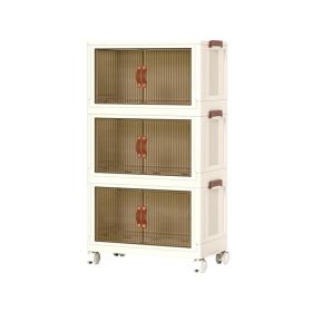 3Pcs Foldable Storage Bins With Lid Wheels Front Magnetic Door Fedex Shipping (Option: 78QT)