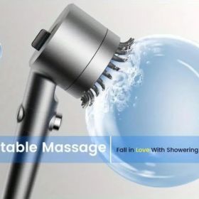 Shower Head, High Pressure Flow Multiple Modes, 5 Layers Filter, Hard Water Power Rinse, With Switch, Suitable For Pet Bathing, Vertical Shower, White (Option: Normal9piecesetwith5filters)
