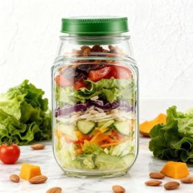Salad Container With Side Opening, Leak-Resistant Design With Dressing Cup & Lid, Dishwasher & Freezer Safe For Office, Travel & Outdoors. (Option: 1pcs)