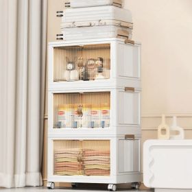 3Pcs Foldable Storage Bins With Lid Front Magnetic Door Collapsible Stackable Closet Organizer Containers With 4Pcs 360Â° Rotatable Wheels 8Pcs Small (Option: L2205x13x13in)