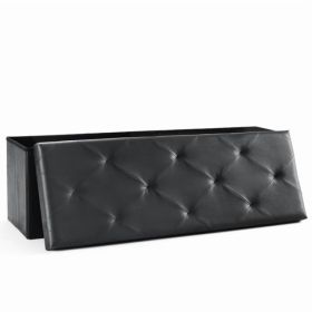 43 Inches Folding Ottoman With Storage Bench, Foot Rest Stool, End Of Bed Storage Bench Upholstered, Load 660 Lbs, For Living Room, Synthetic Leather, (Option: default)