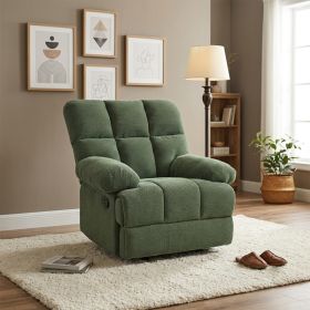 Modern Manual Rocker Recliner Chair, with nubby upholstery Fabric for Living Room (Option: Dark green)