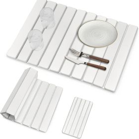 Large Stone Plate Kitchen Countertop Drying Pad, Bath Towel Quick-drying Foldable Dishwashing Pad, Absorbent Diatomite Pad, Suitable For Tableware And (Option: White)